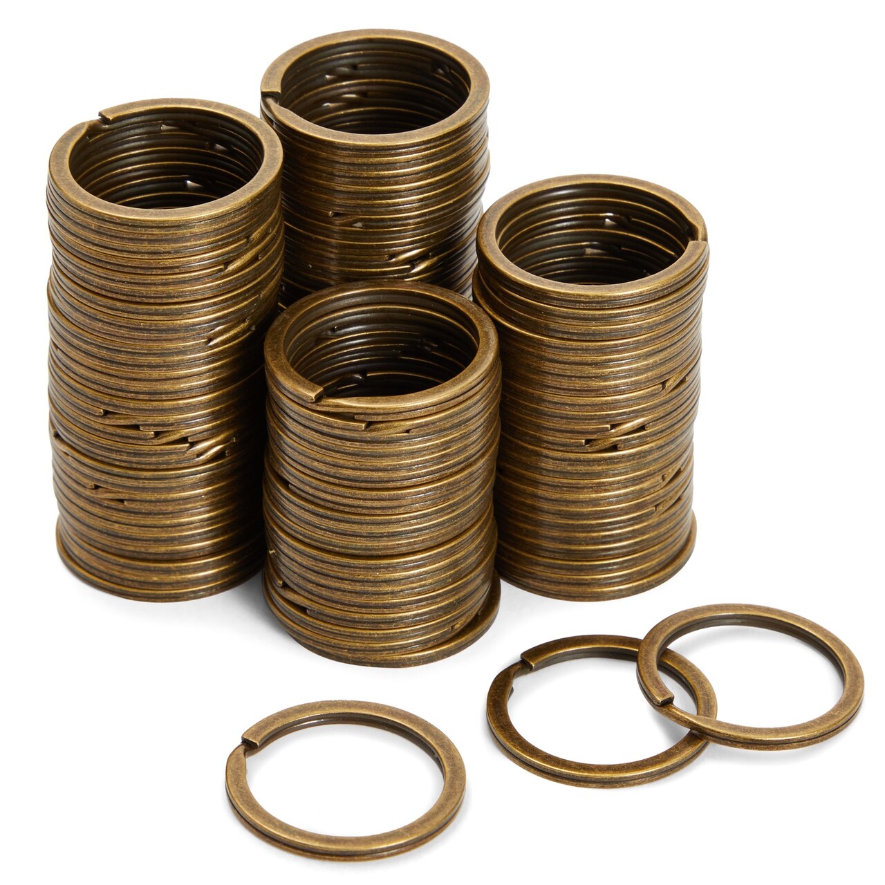 100 Count Brass Key Chain Rings Heavy Duty for Crafts, Home, Car Keys, DIY Projects (1.2 In)